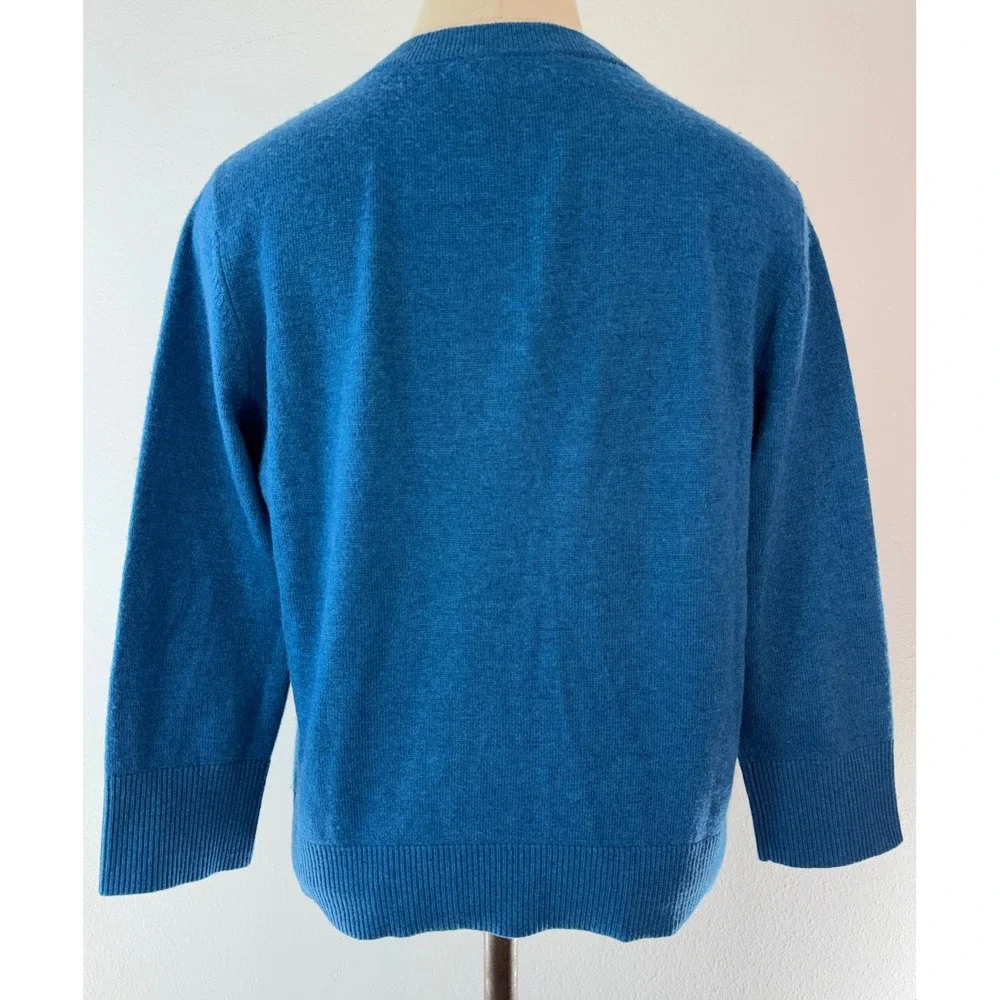 Kate Spade Teal Cardigan Rhinestone Embellished Wool Cashmere Medium Y2K Preppy